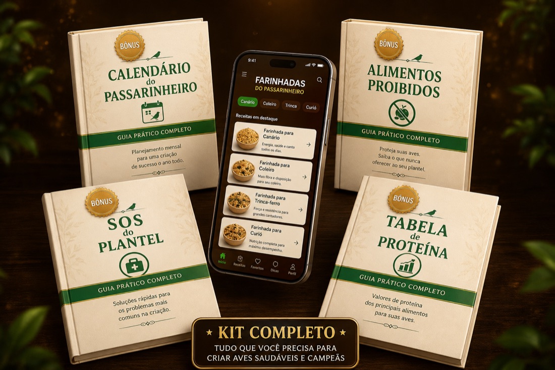 Kit completo: aplicativo Farinhadas do Passarinheiro + 4 bônus